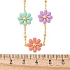 304 Stainless Seel Enamel Daisy Flower Link Chain Necklaces for Women NJEW-D303-01G-5