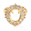 Rack Plating Oval Brass Micro Pave Cubic Zirconia Adjustable Ring Components KK-Q819-16G-2