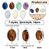 14Pcs 7 Styles Brass Natural Gemstone Connector Charms G-FH0001-79-4