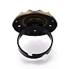Adjustable Alloy & Iron & Rhinestone Bezel Cup Ring Base with Rotatable Tray MAK-T012-10AB-3