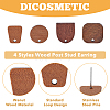 DICOSMETIC 40Pcs 4 Style Arch & Flat Round & Square & Trapezoid Wood Stud Earring Findings FIND-DC0004-47-5