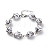 Sport Ball Theme Acrylic Round Beaded Bracelet BJEW-JB08660-01-1