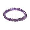 Natural Amethyst Bead Stretch Bracelets X-BJEW-K212-A-034-7