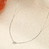 Simple Stainless Steel Pave Clear Cubic Zirconia Flat Round Pendant Necklaces for Women Daily Wear DS3684-1-1