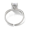 Rectangle Rack Plating Brass Micro Pave Cubic Zirconia Solitaire Ring RJEW-Z059-10P-03-3