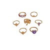 7Pcs Alloy Rhinestone Plain Band Rings PW-WGC2D76-01-5