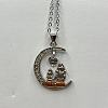 Mother's Day Alloy with Rhinestone Mother Daughter Moon Pendant Necklaces FS-WGC883C-01-1
