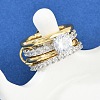 Brass Micro Pave Cubic Zirconia Plain Band Finger Rings for Women RJEW-P160-01F-G01-2