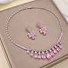 Brass Micro Pave Cubic Zirconia Pendant Necklaces & Stud Dangle Earrings Sets for Women WG2183E-01-2