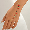 Bohemian Brass Enamel Red Cherry Charm Hand Chain Finger Ring Bracelets for Women LZ1117-4