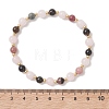 Natural Multicolor Tourmaline and Rose Quartz Round Beads Stretch Bracelets for Women BJEW-JB13517-2
