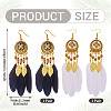 2Pairs 2 Colors Feather Chandelier Earrings EJEW-TA0001-81A-3