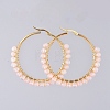 Beaded Hoop Earrings X-EJEW-JE03830-03-1