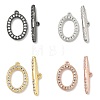 Oval Brass Micro Pave Clear Cubic Zirconia Toggle Clasps KK-G548-25-1