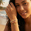 3OPcs 3 Styles Natural Rhodochrosite & Pink Jade & Glass Round Beads Bracelets & Brass Leaf Charm Bracelets Set DI3925-2-3