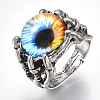 Adjustable Alloy Glass Finger Rings RJEW-T006-02A-1