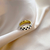 Black & White Checkerboard Titanium Steel Enamel Finger Rings FS-WG83B81-01-2