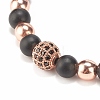 4Pcs 4 Color Natural Obsidian & Synthetic Hematite Braided Bead Bracelet with Cubic Zirconia BJEW-JB08117-6