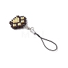 Paw Print Glass Seed Bead Beaded Charm Mobile Straps HJEW-MZ00186-02-4