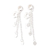 925 Sterling Silver Flower with Heart Tassel European Dangle Charms STER-K187-01S-1