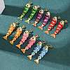 Fish Brass Micro Pave Cubic Zirconia Dangle Stud Earrings EJEW-C174-05G-1