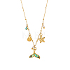 Starfish Shell Shape 304 Stainless Steel Cubic Zirconia Pendant Necklaces STAS-OY010-07G-3