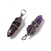 Natural Amethyst Double Terminated Pointed Pendants G-J062-02P-2