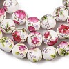 Handmade Flower Printed Porcelain Ceramic Beads Strands PORC-M007-10mm-17-2