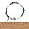 Gradient Natural Mixed Stone Faceted Round Beaded Stretch Bracelets with Alloy Saint Benedict Medal BJEW-JB14401-02-4