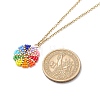 Rainbow Color Japanese Seed Braided Flower Pendant Necklace with 304 Stainless Steel Chains for Women NJEW-MZ00004-2