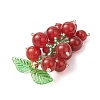 3Pcs 3 Styles Natural Amethyst & Carnelian & Yellow Jade & Glass Seed Beaded Grape Pendants PALLOY-MZ00872-5