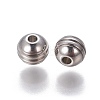201 Stainless Steel Grooved Beads STAS-P239-04P-2