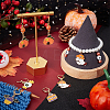 Halloween Theme Alloy Enamel Ghost/Dessert/Pumpkin House Charm Locking Stitch Markers HJEW-PH01754-4