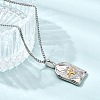Religion Two Tone 304 Stainless Steel Holy Spirit Bird Rectangle Medal Pendant Necklaces for Women NJEW-K304-02GP-2