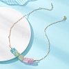 Electroplated Natural Quartz Colorful Nuggets Pendant Brass Bar Link Chain Necklaces for Women NJEW-TA00241-1