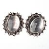 Alloy Cabochon & Rhinestone Settings and 40x30mm Oval Clear Glass Covers Sets DIY-X0115-AS-FF-2