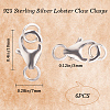 6PCS 925 Sterling Silver Lobster Claw Clasps STER-CN0001-23-2