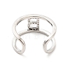 Clear Cubic Zirconia Initial Letter Open Cuff Ring RJEW-A012-01P-B-3