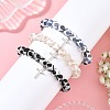 3Pcs 3 Colors Tibetan Style Turtle Back Pattern dZi Round Beaded Stretch Bracelet Sets BJEW-JB14420-2