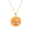 Alloy Enamel with Natural Pearl Pendant Brass Chain Necklaces FS-WGD59E5-06-2