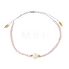 Adjustable Heart Natural Shell & Glass Seed Beaded Braided Bracelets for Women NT9181-1-1