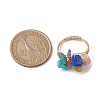 Natural & Synthetic Mixed Gemstone Chips Beaded Chakra Theme Fringer Ring RJEW-TA00108-3