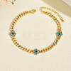 Brass Enamel Flower Link Chain Anklets for Women OS0733-1