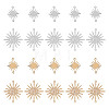 32Pcs 4 Styles Brass Solar Eclipse Links Connectors KK-DR0001-10-1