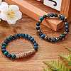 2Pcs 2 Style Natural Tiger Eye & Gemstone Stretch Bracelets Set BJEW-SW00093-5