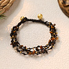 Natural Tiger Eye Chip & Alloy Beaded Multi-strand Bracelets WGA084D-04-1