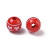 Valentine's Day Spray Painted & Printed Wood European Beads WOOD-L023-03C-2