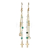 Cross 304 Stainless Steel Dangle Earrings EJEW-JE06779-4