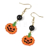 Halloween Glass Seed Beads Woven Dangle Earrings for Women EJEW-MZ00780-4