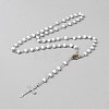 Religious Rondelle Resin Rosary Bead Necklaces NJEW-WH0013-72B-1